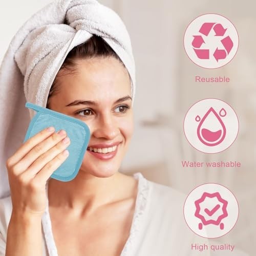 12 Pack Reusable Makeup Remover Cloths Microfiber Soft Face Towels Multicolor