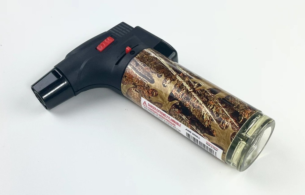12 Pack Jumbo 4" Single Jet Flame Torch Gun Lighter Refillable Lockable Camo 2