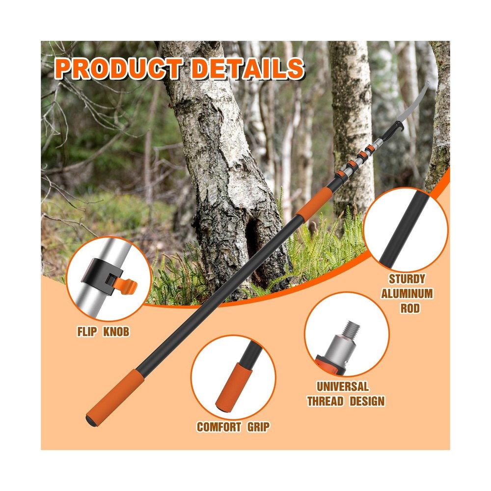 36FT Reach Pole Saw for Tree Trimming, Telescoping Tree Pruner Extendable wit...