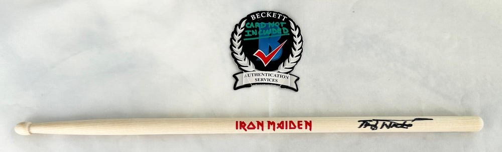 Nicko McBrain Signed Drumstick Iron Maiden Beckett BAS 3 COA