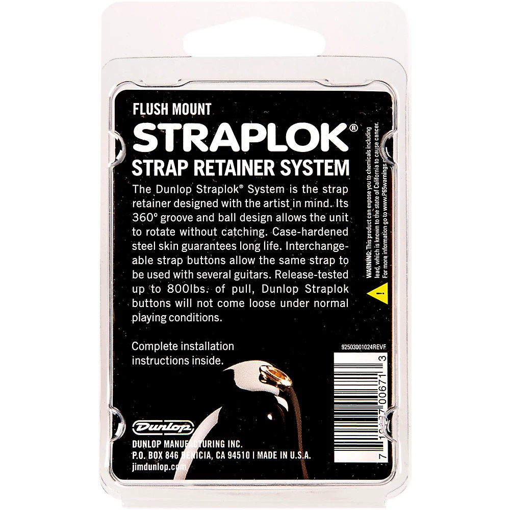 Dunlop Straplok Flush Mount Strap Retainer System Black