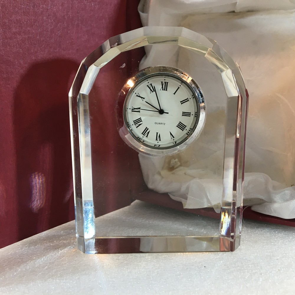 Optic Crystal Arched Clock in Clear Color