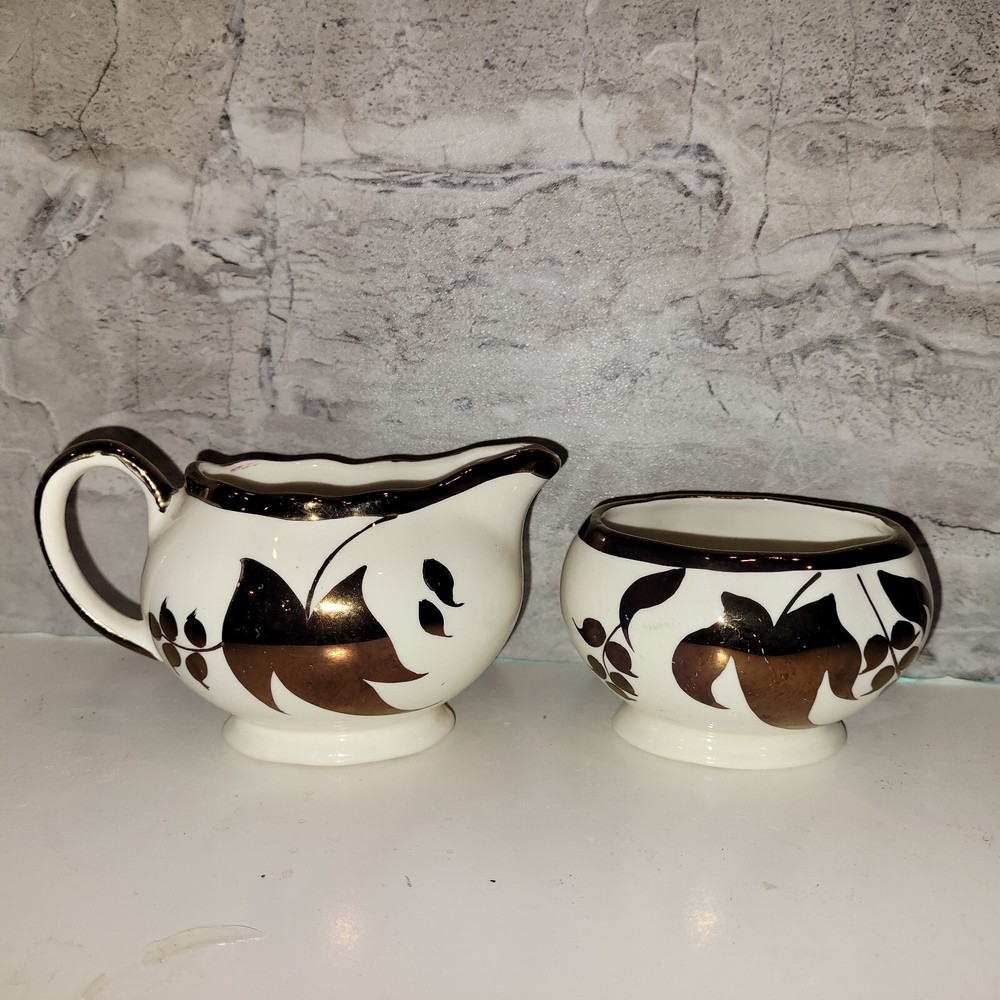 Sandland Ware Lancaster Hanley Creamer & Sugar Copper Luster England