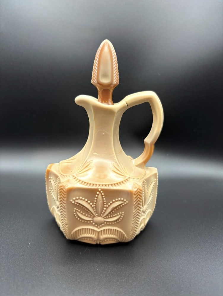Antique Greentown chocolate glass cactus pattern cruet