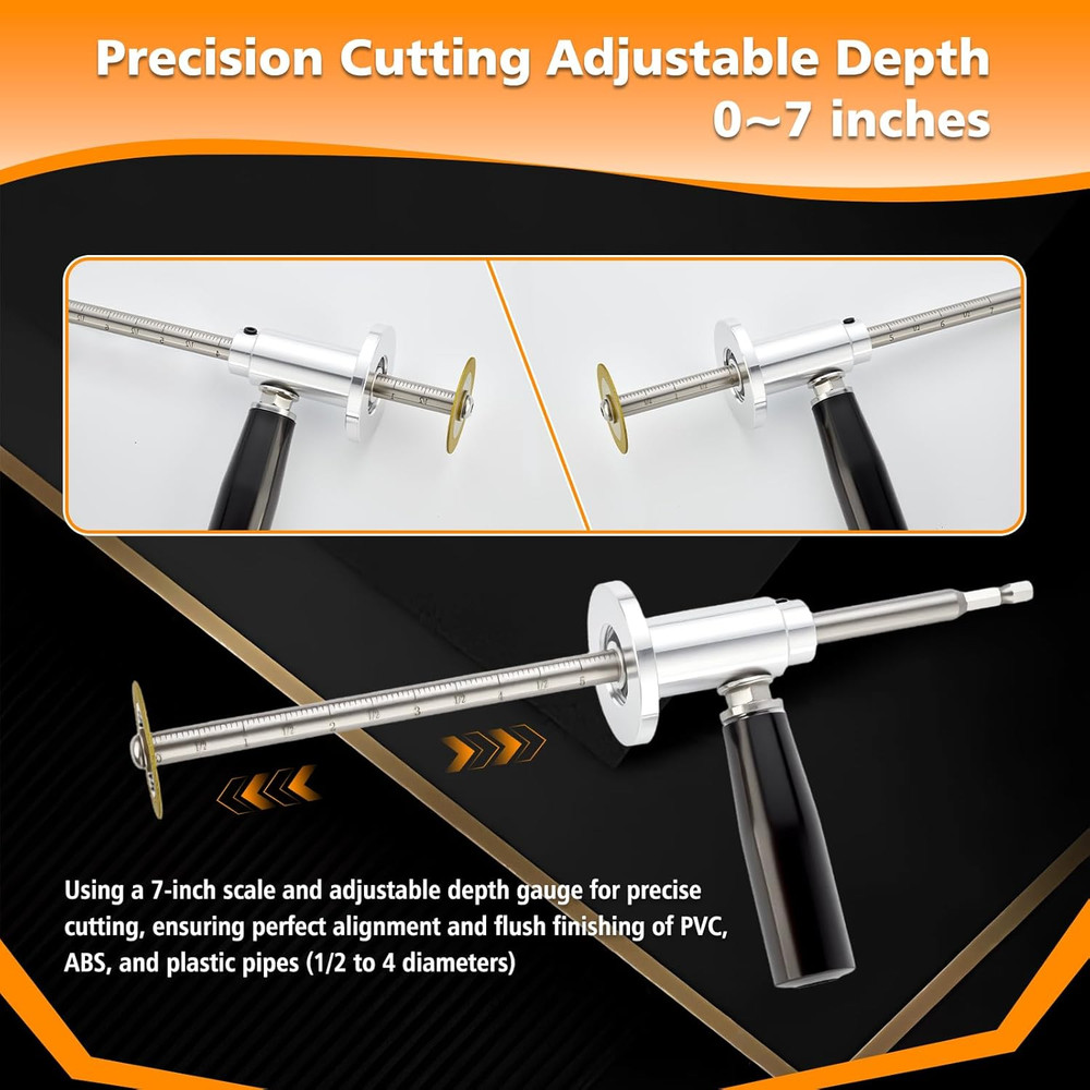 Internal/Inside PVC-ABS Pipe Cutter Tool for Drill with Handle and 3 Diamond Pvc