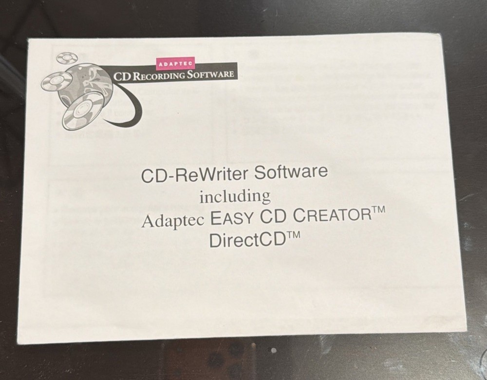 Adaptec Easy CD-ReWriter Software and DirectCD CDROM Recording Software