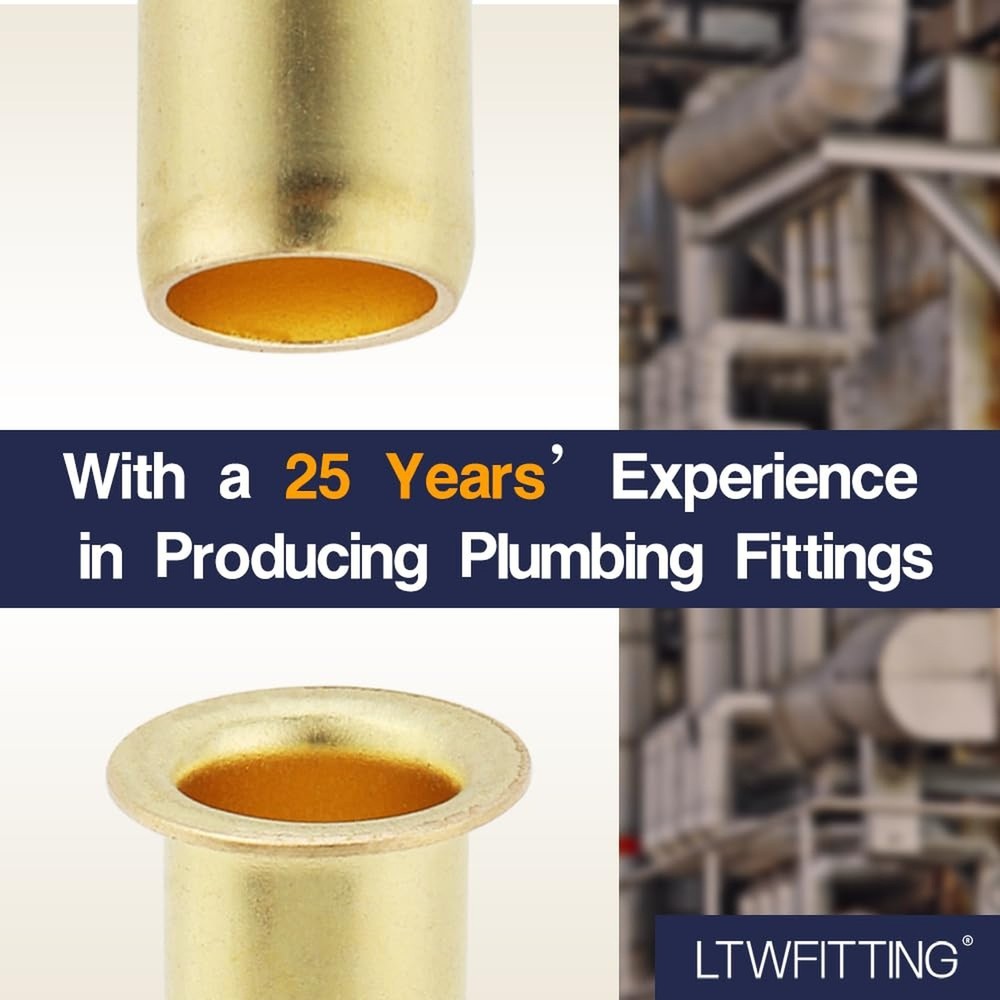 LTWFITTING 3/8-Inch Brass Compression Insert,Brass Compression Fitting(Pack o...