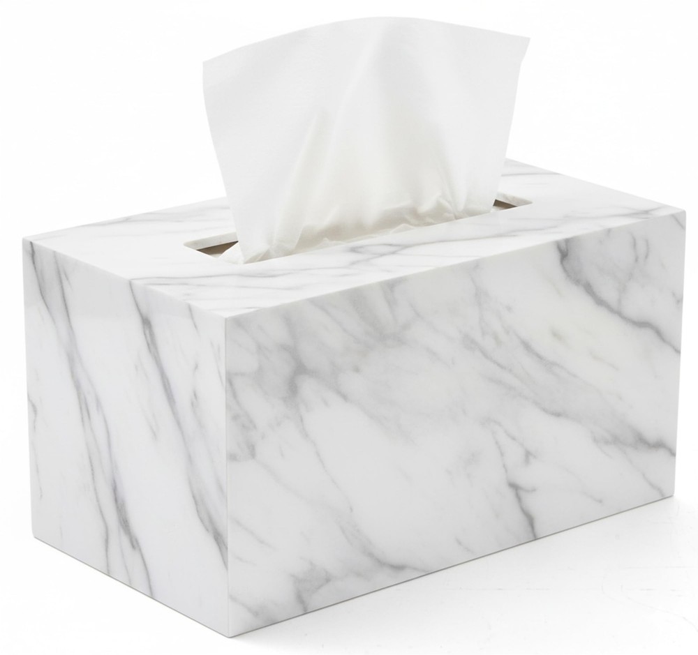 Acrylic Marble Rectangular Tissue Box Cover Holder - Modern Bathroom & Home Deco