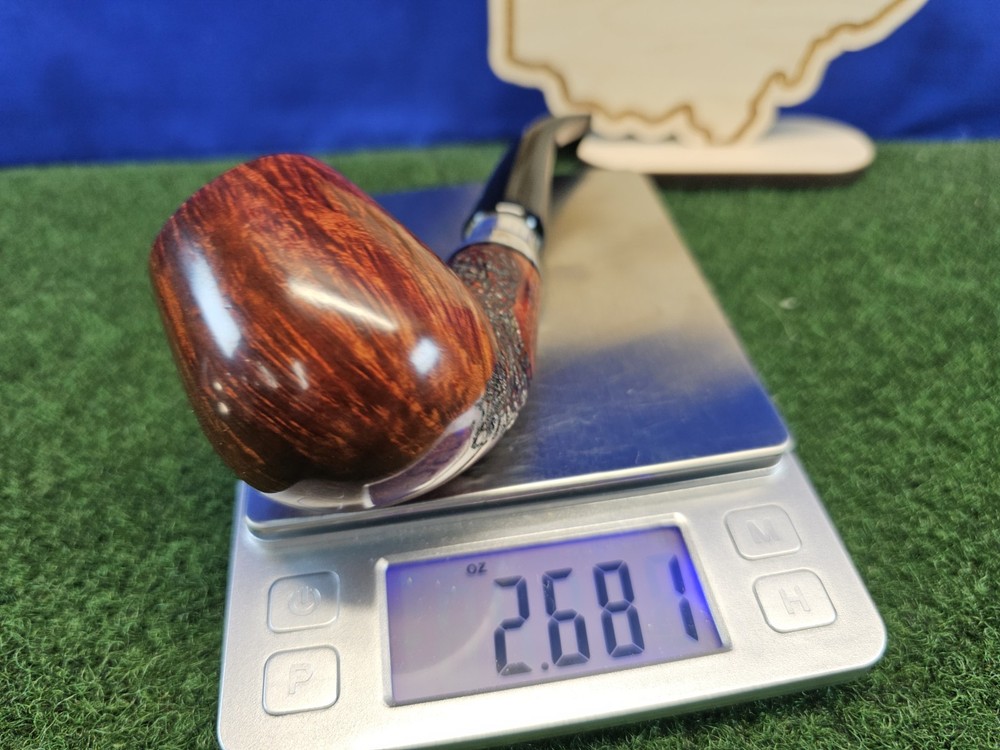 L'Anatra dalle uova d'Oro Partial Rustication Handmade Briar Pipe, Unsmoked