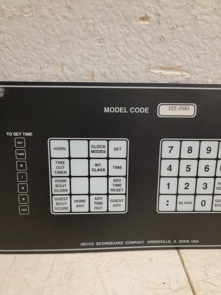 Nevco Scoreboard Controller Operator Button Overlay Model 222-2583