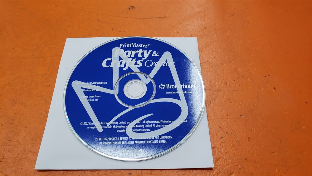 ⭐️⭐️⭐️⭐️⭐️ PrintMaster Party& Crafts Creator CD ROM Disc 385014/0303bg 2002