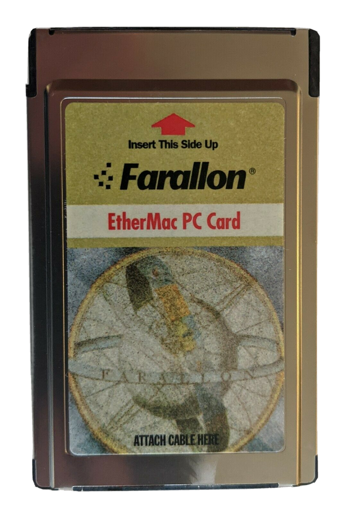 Farallon PCMCIA EtherMac Ethernet PC Card Macintosh PowerBook +Cable
