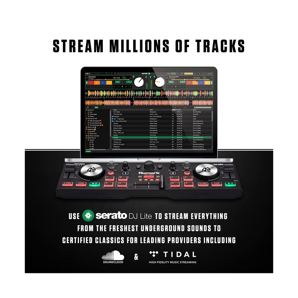 DJ Controller & DMX Bundle - DJ Controller with 2 Decks, DMX Interface & Sera...