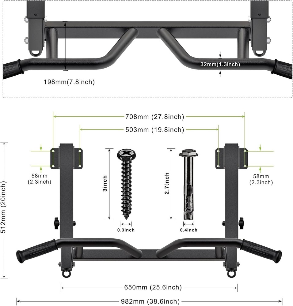 SELEWARE Adjustable Joist-Mounted Pull Up Bar - Multifunctional Chin Up Bar with