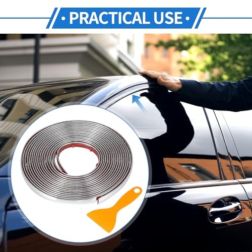Window Trim Strip Kit 2/5" Width 16Ft 5m Universal for 10mm Silver Tone