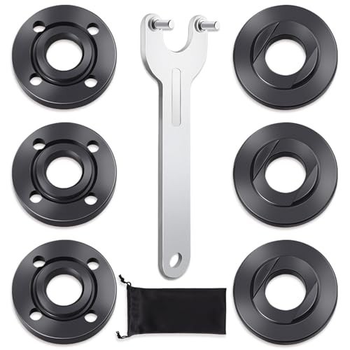 7PCS Angle Grinder Nut Flange Wrench, Premium Black, Silver