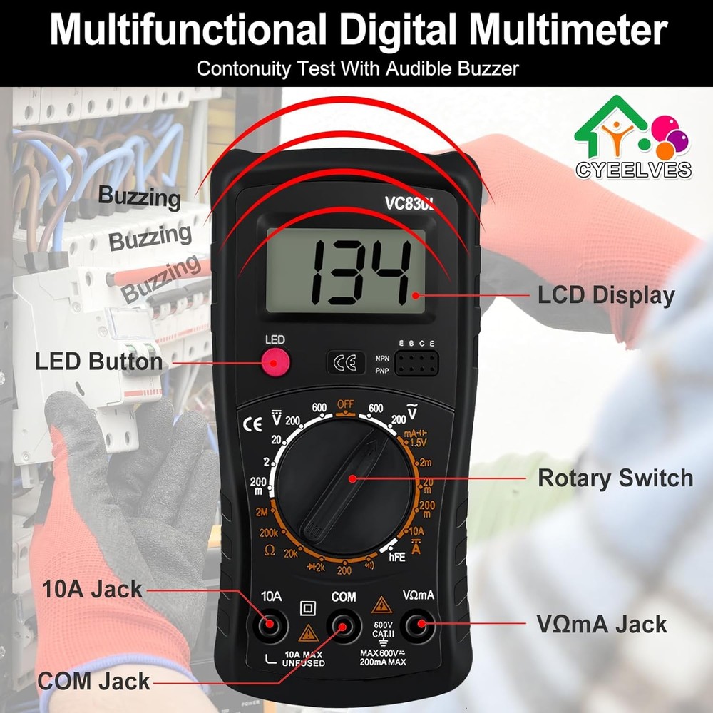 Digital Multimeter Tester with Ohm Volt Amp & Resistance Diode Voltage Tester