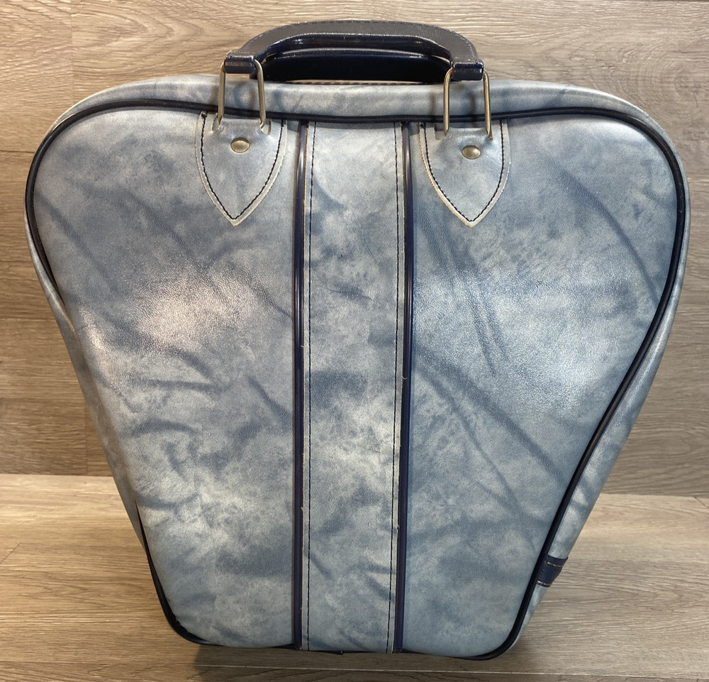 Vintage retro 1970s Marble Blue Gladding Leather Bowling Bag