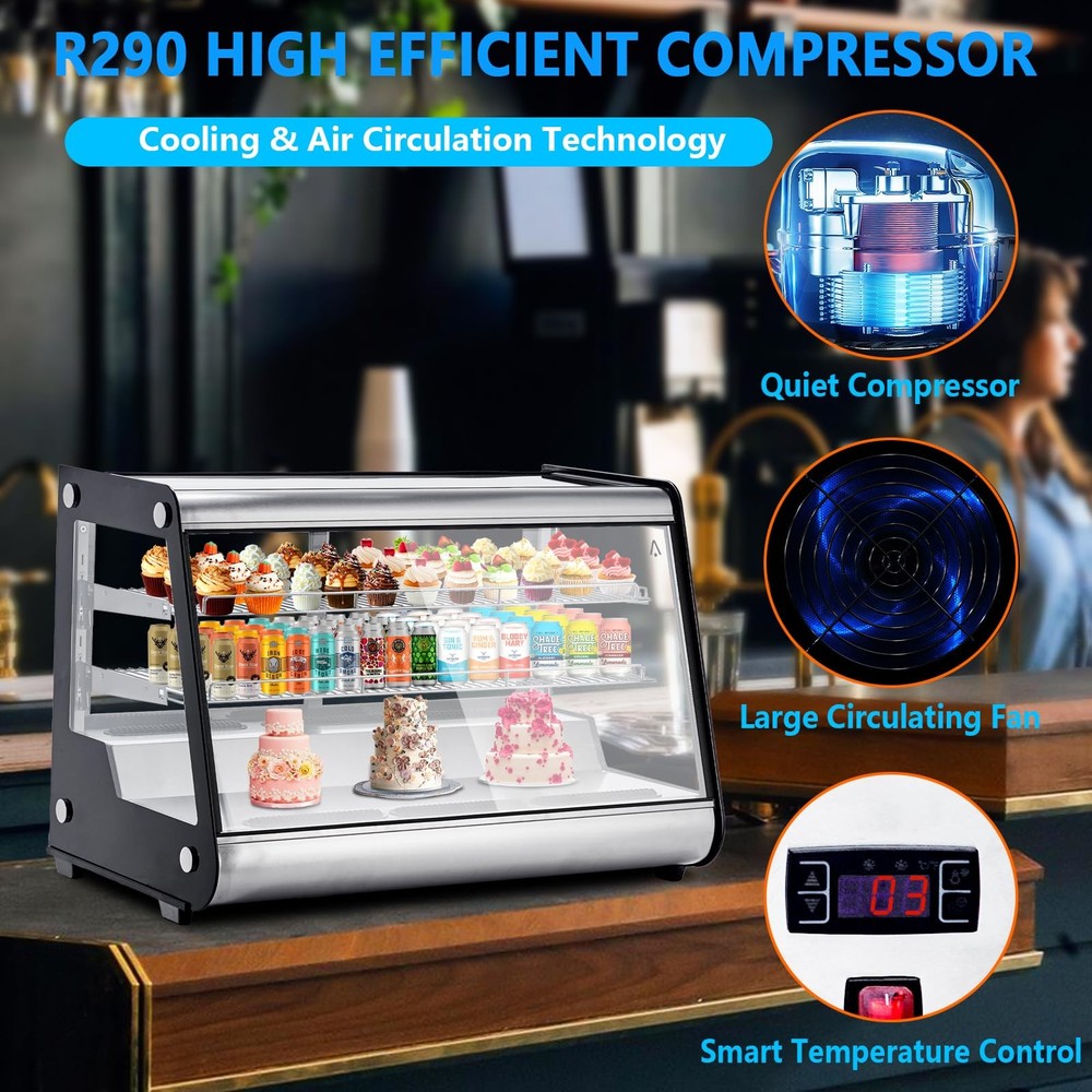 PrecisionAuto Commercial Countertop Refrigerated Bakery Display Case - 183L Capa