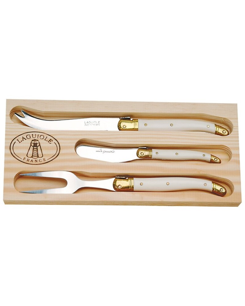 Jean Dubost Laguiole 3Pc Cheese Set Beige