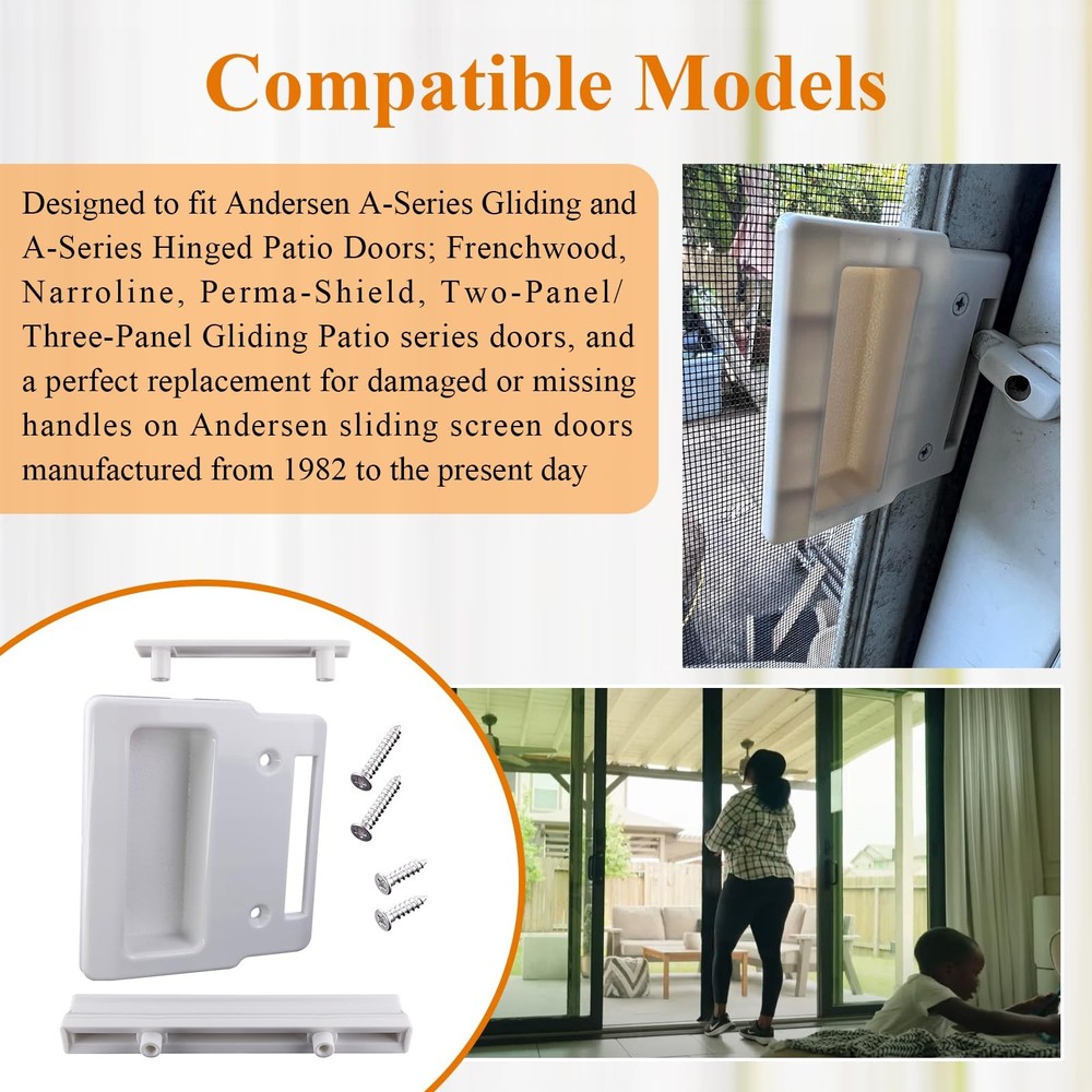 White Screen Hardware Kit for Andersen Doors, Fits Andersen A-Series Gliding ...