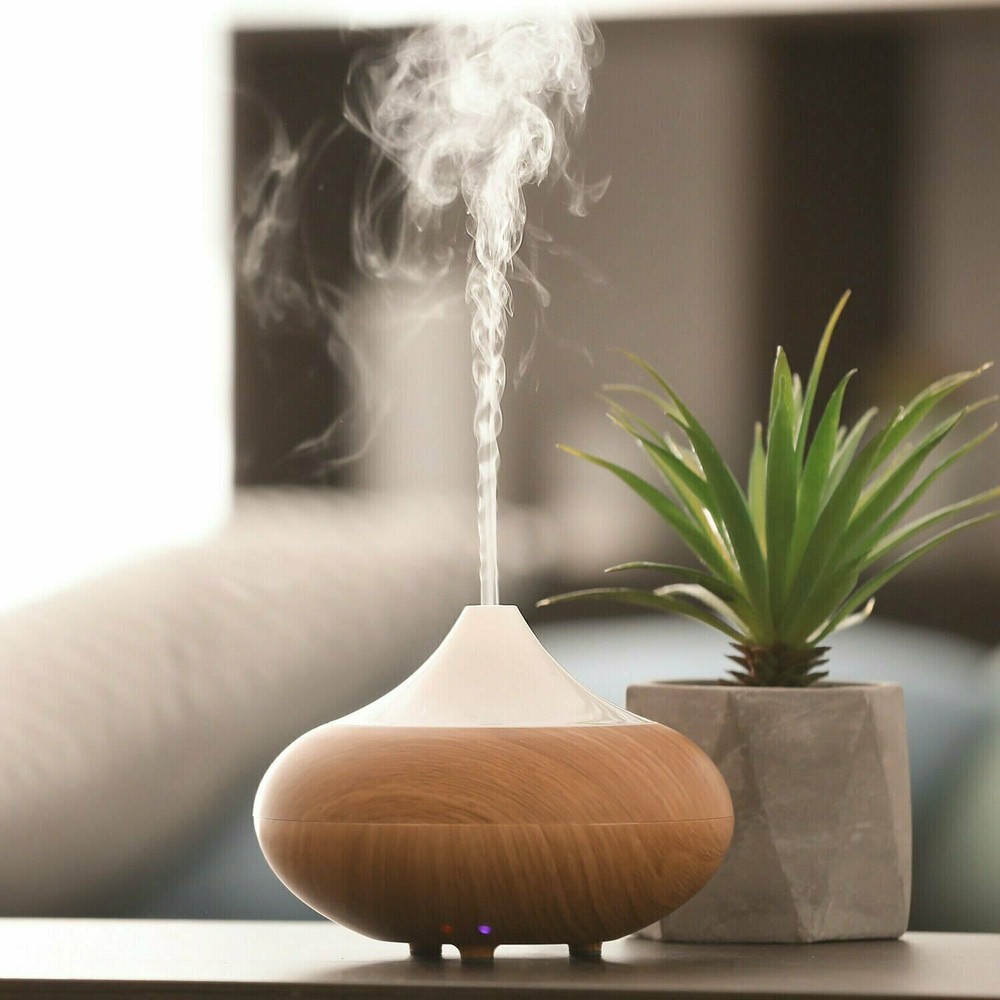Essential Oil Aromatherapy Diffuser and Humidifier w/ Soft Light - Oak, Small