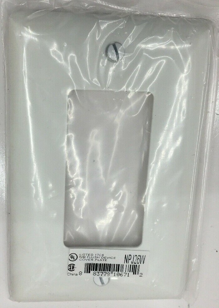 NPJ26W HUBW WALLPLATE MEDIUM SIZED 1-GANG ONE RECEPTACLE WHITE