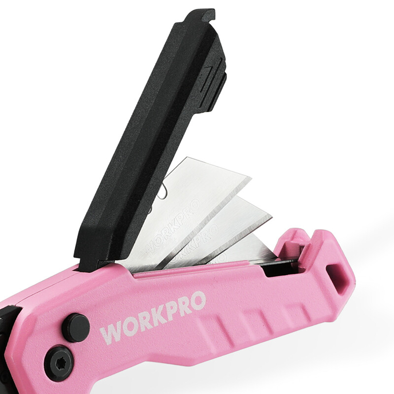 WORKPRO Folding Utility Knife Compact Box Cutter Quick Change Blade w/13PC Blade