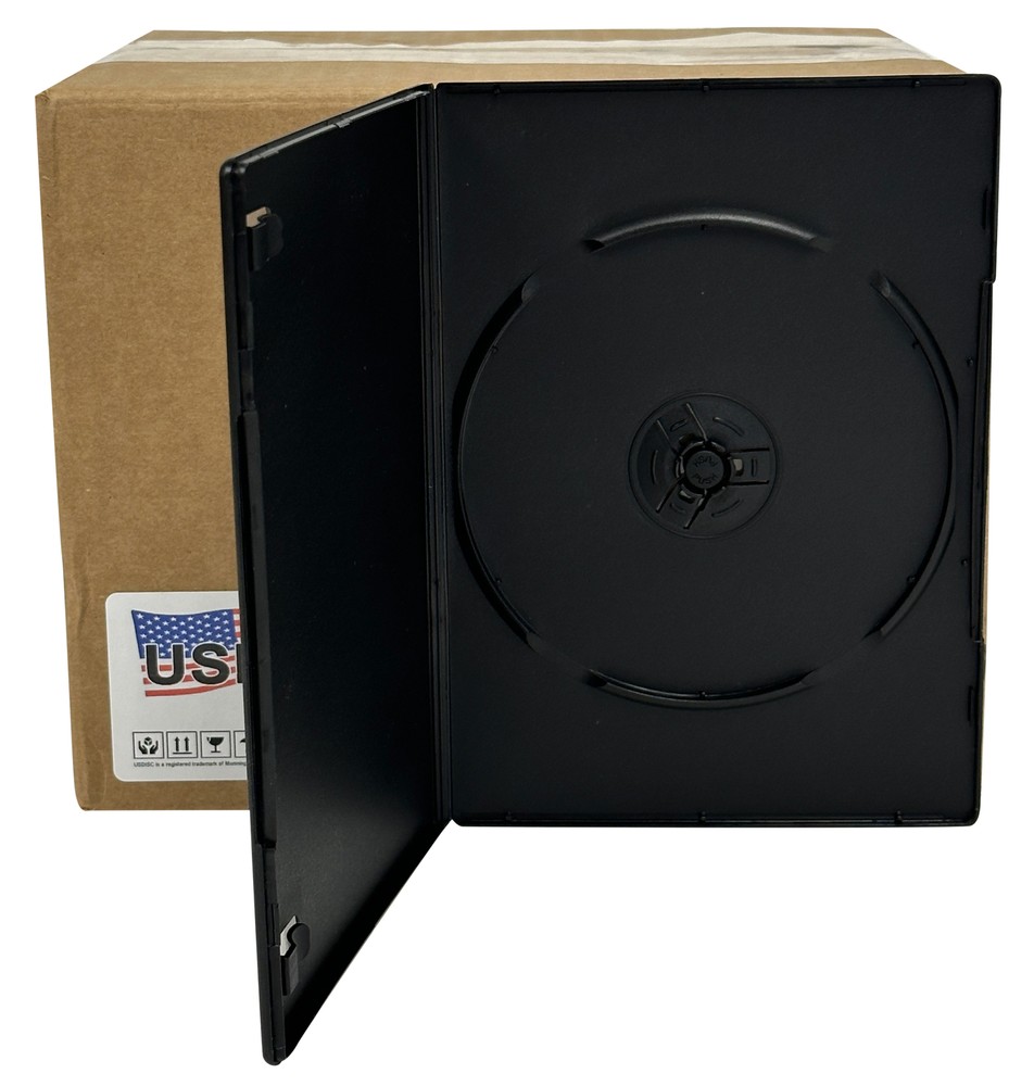 USDISC DVD Cases Slimline 7mm Premium, Single 1 Disc (Black) Lot