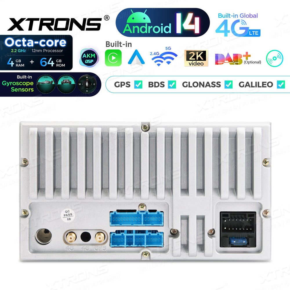 10.1" Android 14 Head Unit DVD Player 2 Din 4G LTE 4+64GB Wireless Android Auto