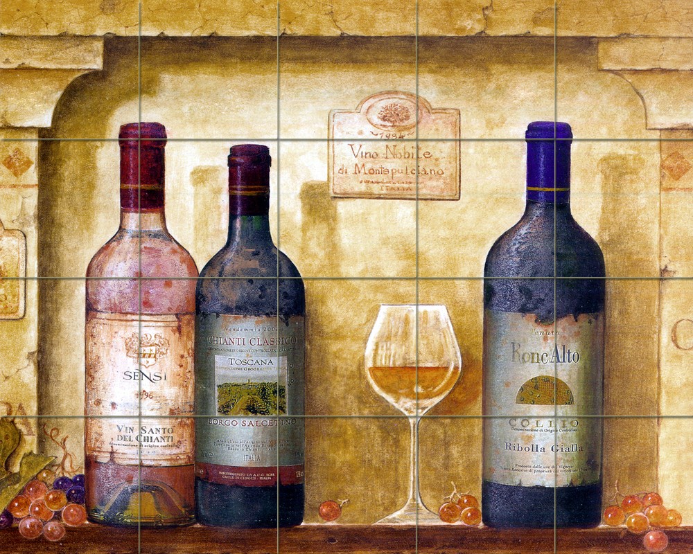 Wine Art Mural Ceramic Backsplash Decor Tile #422