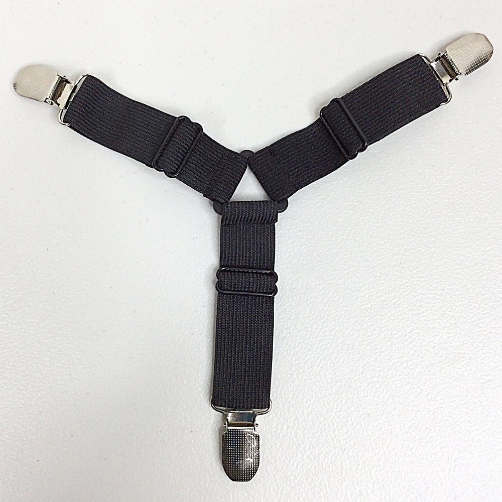 Bed Sheet Straps Set Adjustable Elastic Fasteners Holders Metal Clamps 4 PC