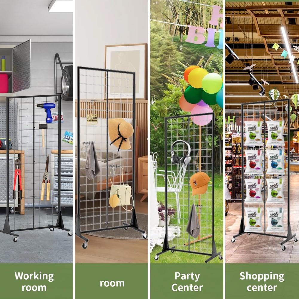 1-Pack Grid Wall Panels, 2' X 5.5' Ft Gridwall Panel Display Stand, Heavy Mov...