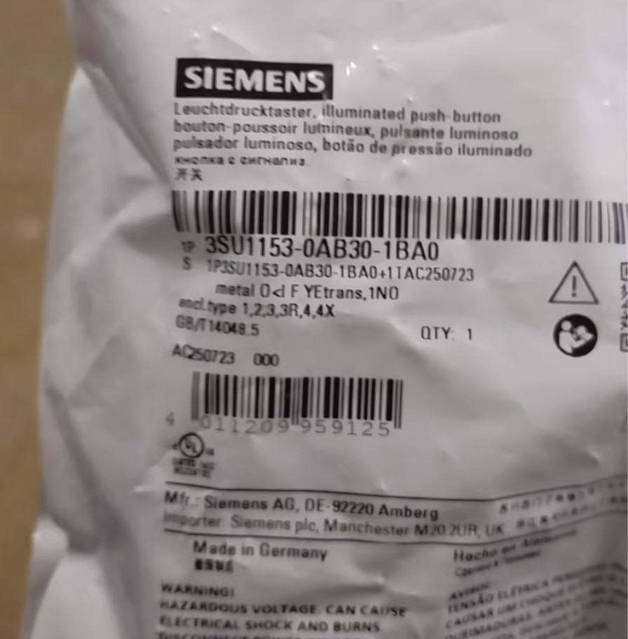 1PC NEW SIEMENS Push-button switch 3SU1153-0AB30-1BA0 AC110V #LL