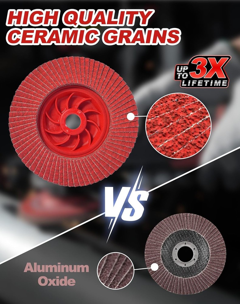 EZARC Flap Discs 60 Grit, 4-1/2" x 7/8" Ceramic Grain Sanding Disc,...