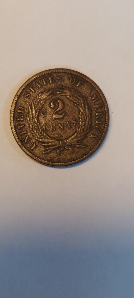 1868 Two Cent 2C USA Copper Obsolete Denomination Coin