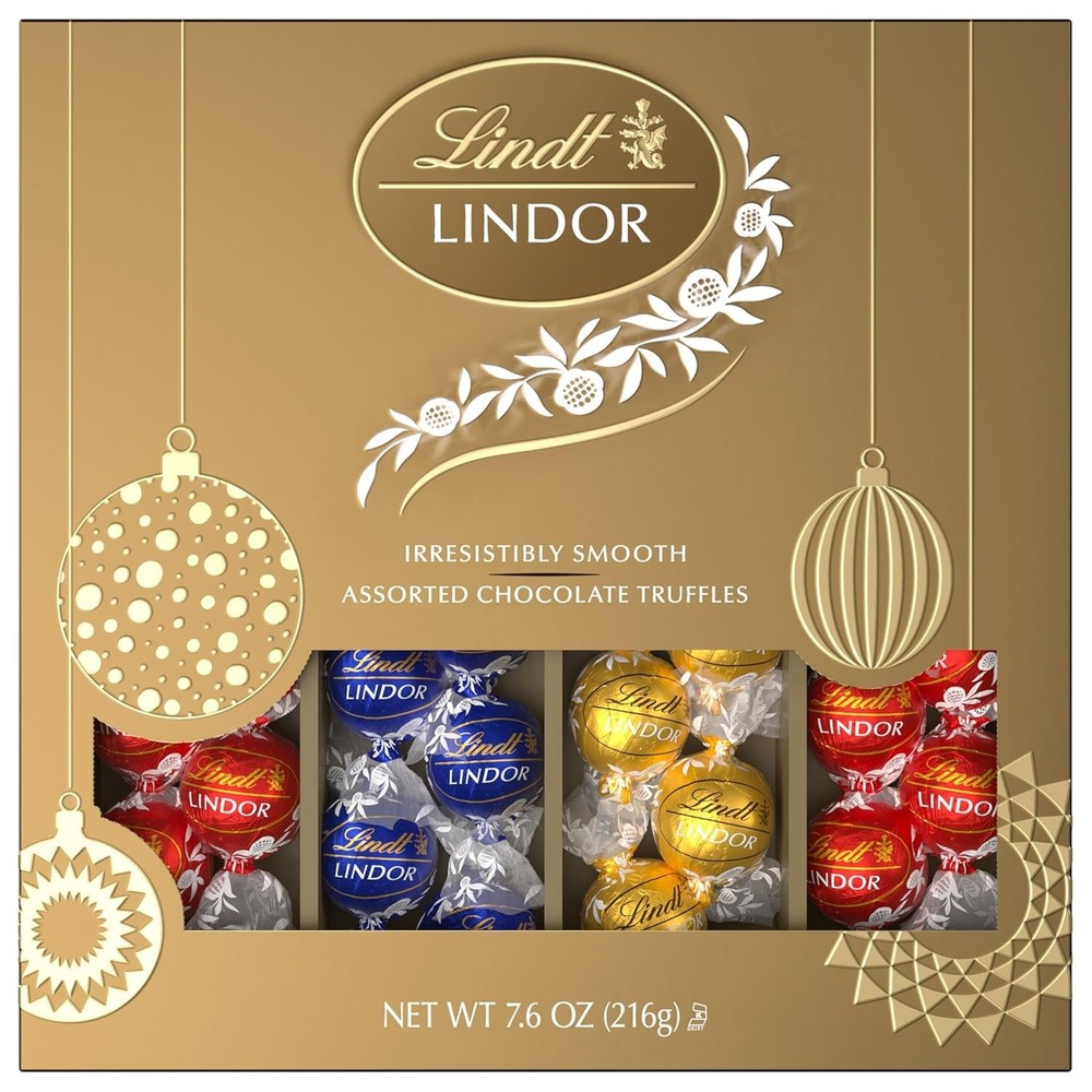 LINDOR Assorted Chocolate Candy Truffles Modern Gift Box, Assorted Chocolate ...