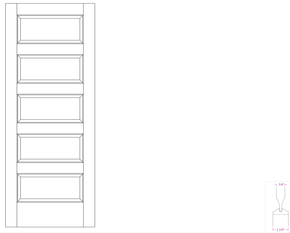 White Oak 5 Panel Equal Raised Panels Stain Grade Solid Core Interior Wood Doors