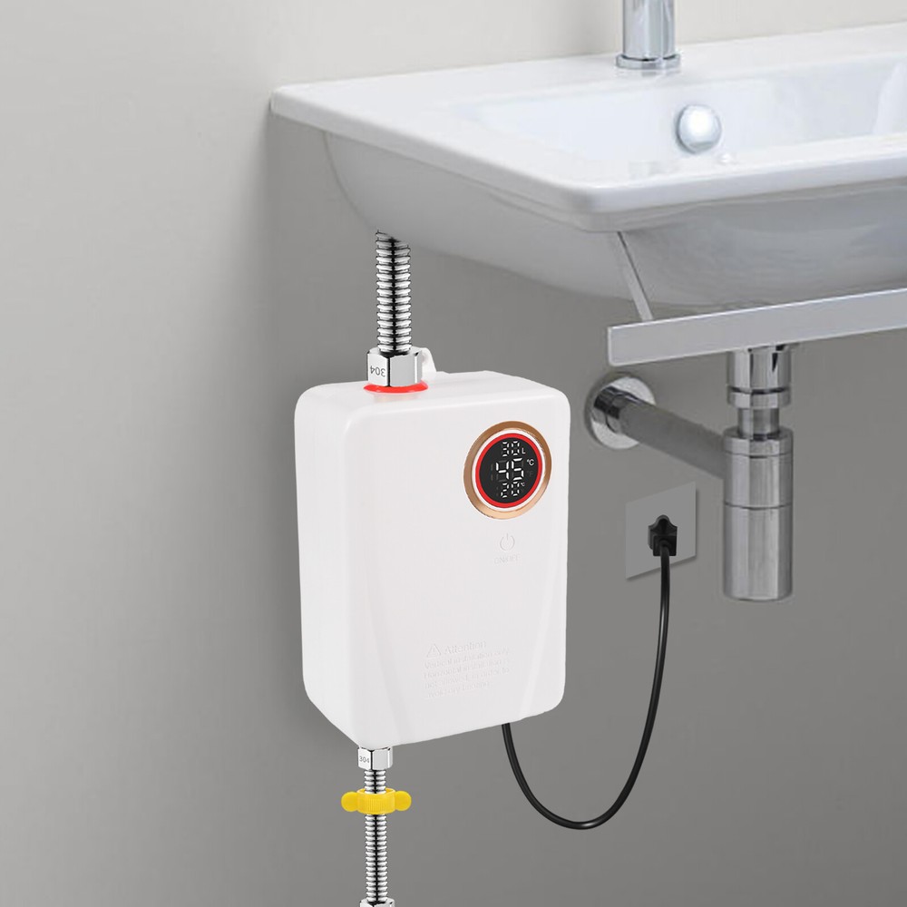 3000W 4.57*2.76*7.68in White ABS& 304 Stainless Electric Instant Water Heater