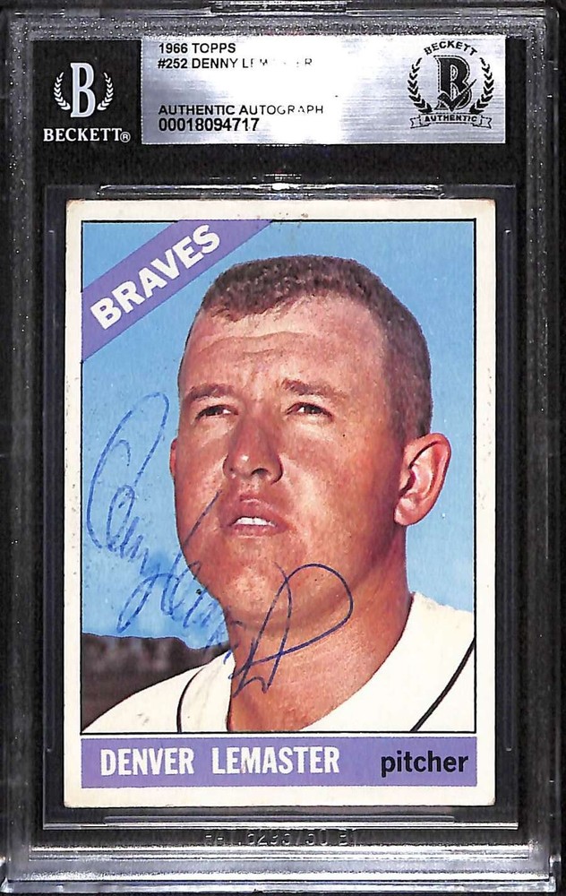 1966 Topps 252 Denny Lemaster  BGS Auto Autographed BAS Authentic C99647