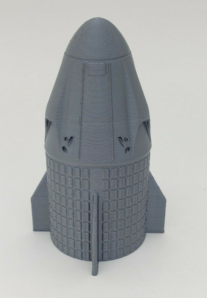 3D Printed SpaceX 1/72 Dragon Crew Capsule Model Rocket 4.4" Silver PLA Plastic