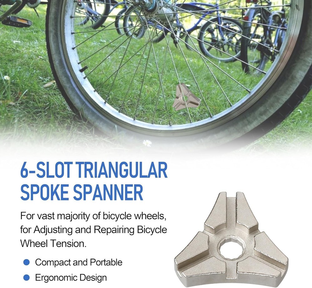 6 Slot Triangular Bicycle Spoke Wrench Repair Maintenance Tool 1 Pc Silver