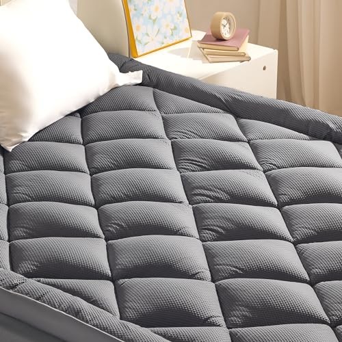 Extra Thick Mattress Topper for Back Pain, Plush King Grey (Extra Thick)