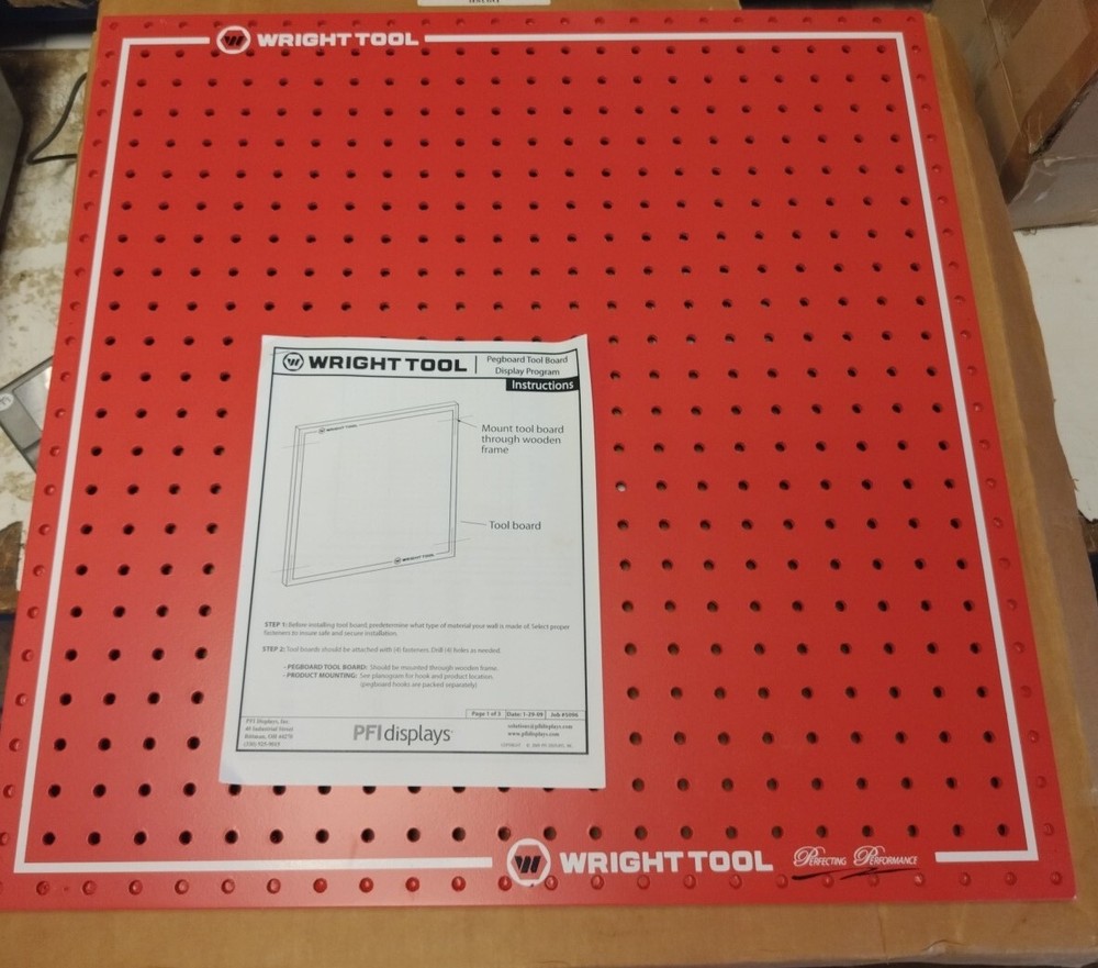 New. Wright Tool D938B PEGBOARD ONLY, No Hooks