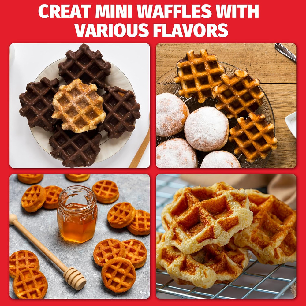 Mini Waffle Maker 8 Bite Nonstick Electric Breakfast Snack Maker