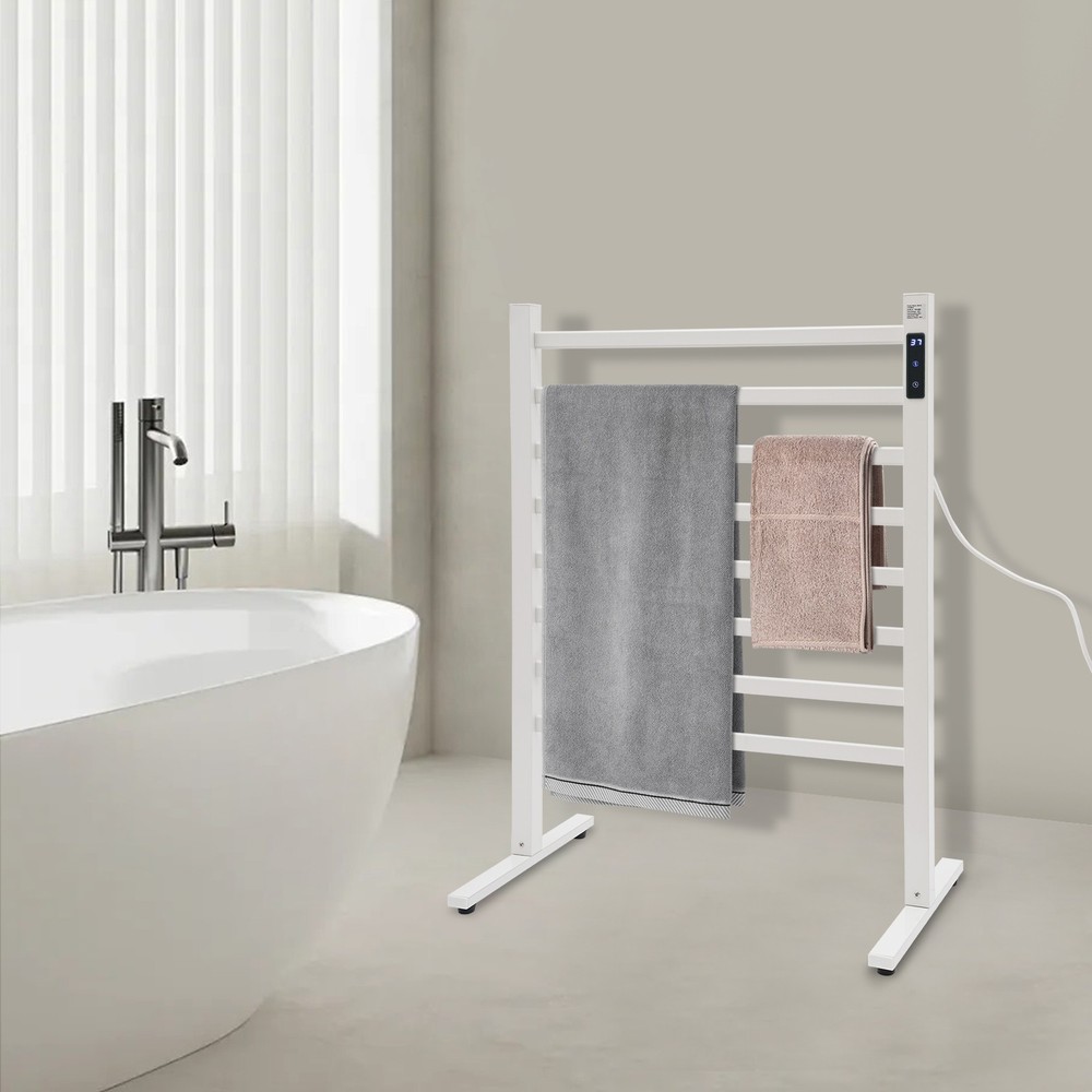 Electric Floor-Standing Towel Warmer Rack with Fast Heating & Timer