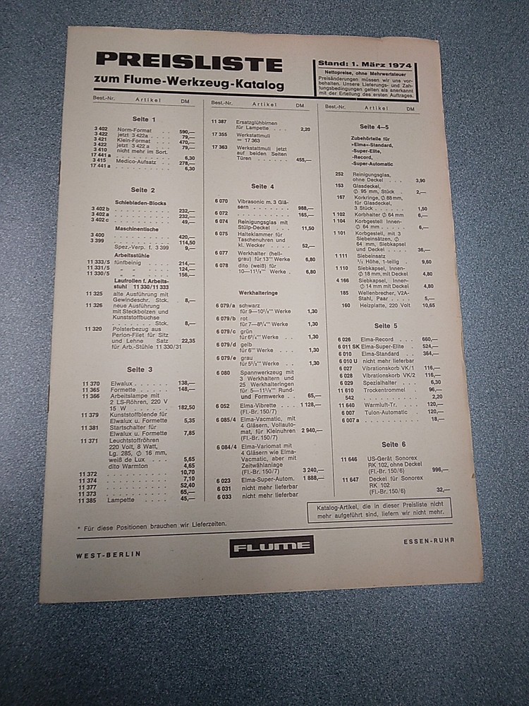 Rudolf Flume Catalog 1967