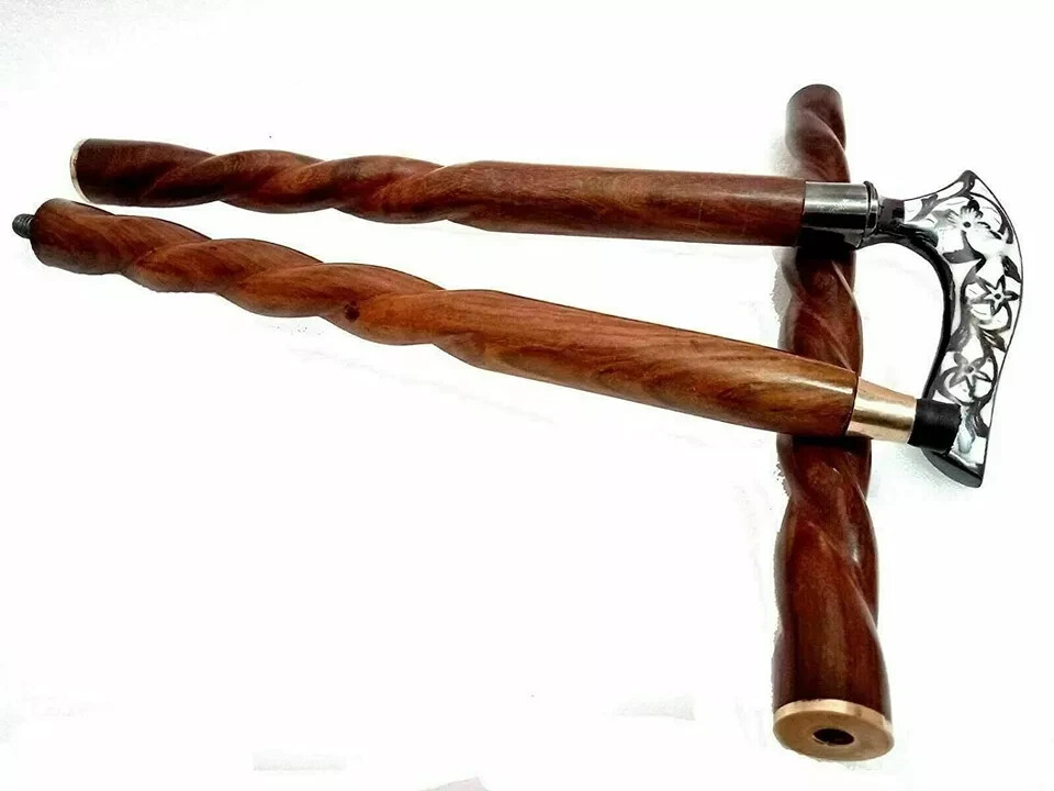 NEW SOLID ANTIQUE SOLID BRASS HANDLE WOODEN WALKING STICK CANE VINTAGE DESIGNER
