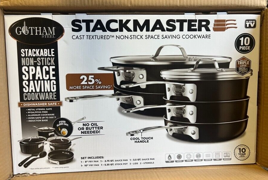 Gotham Steel STACKMASTER Pots Non-Stick 10 Piece Cookware Set