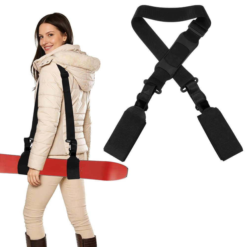Ski Strap, Adjustable Ski Carrier Shoulder Straps,Black & 61.8"
